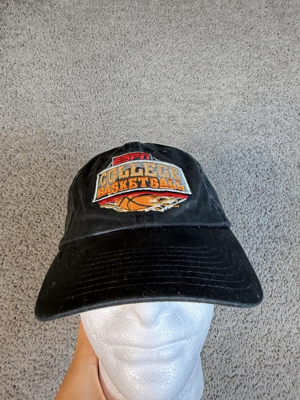 VTG ESPN College Basketball Hat Mens One Size Black Strap Back Team Apparel